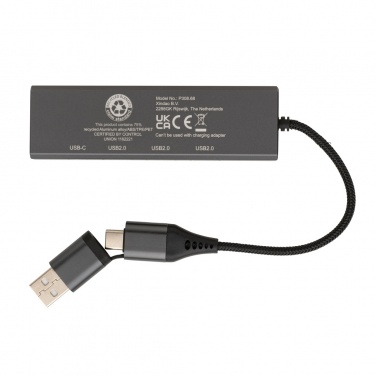 Logo trade promotional merchandise photo of: Terra RCS recycled aluminium hub with 3 USB ports