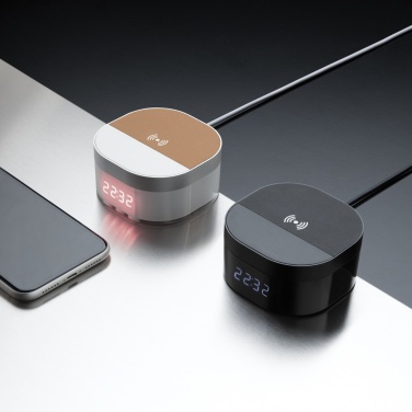 Logo trade promotional giveaway photo of: Aria 5W Wireless Charging Digital Clock