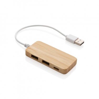 Logo trade promotional merchandise picture of: Bamboo hub with Type-C