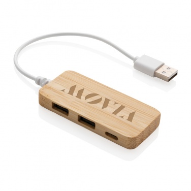 Logo trade business gifts image of: Bamboo hub with Type-C