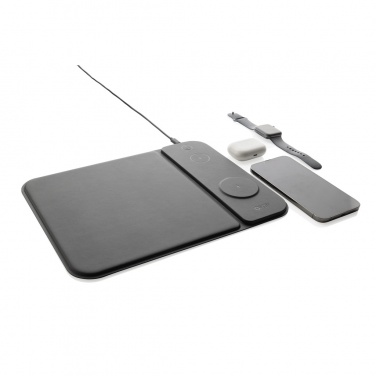 Logotrade promotional products photo of: Swiss peak RCS recycled PU 15W 3 in 1 charging mousepad