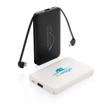 Logotrade corporate gift image of: 5.000 mAh Pocket Powerbank with integrated cables