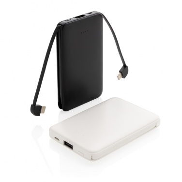 Logo trade advertising products picture of: 5.000 mAh Pocket Powerbank with integrated cables