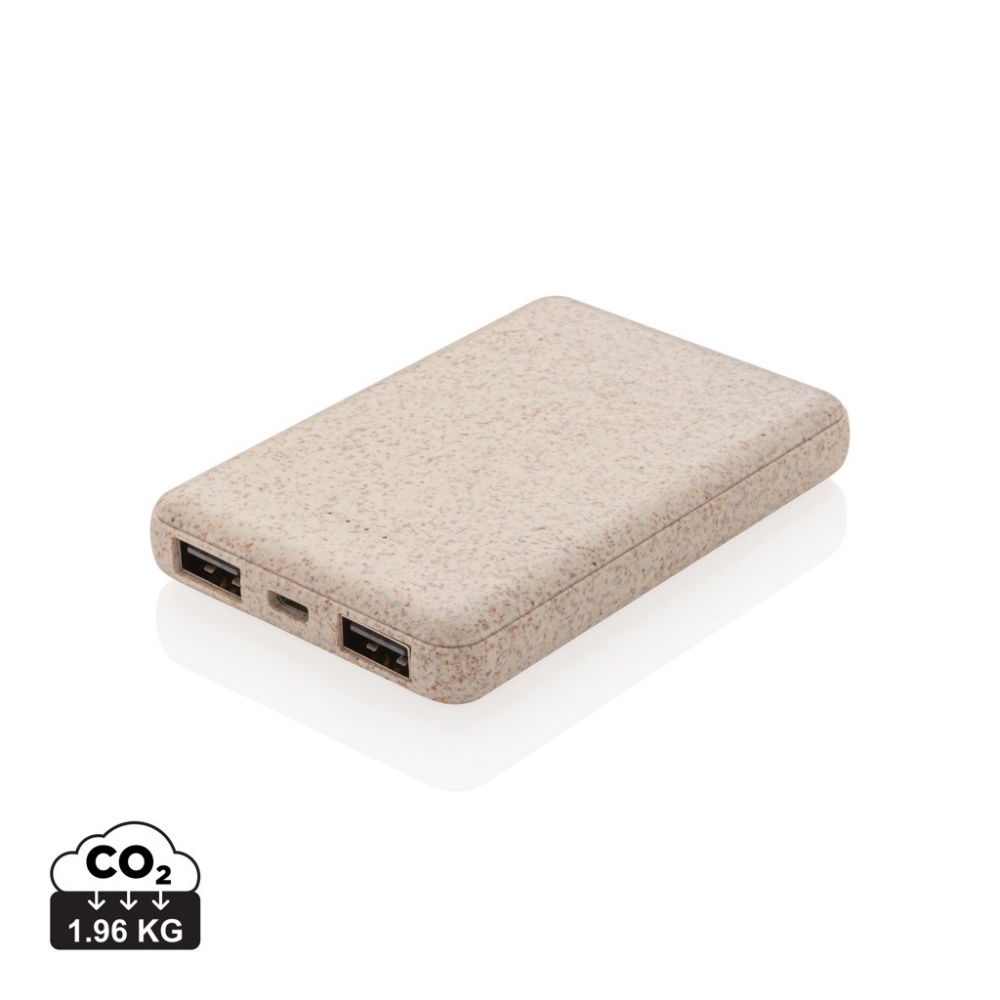 Logo trade advertising product photo of: Wheat Straw 5.000 mAh Pocket Powerbank