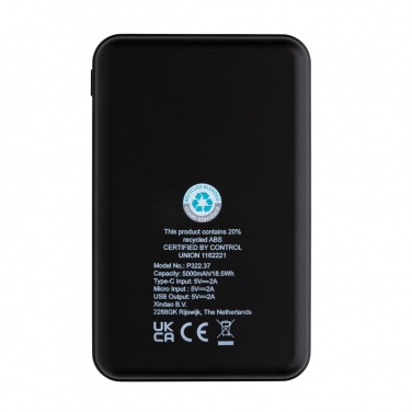 Logotrade promotional merchandise photo of: RCS recycled plastic 5.000 mAh Powerbank