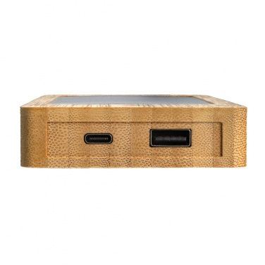 Logo trade advertising product photo of: Sunwick 10.000 mAh Bamboo solar powerbank