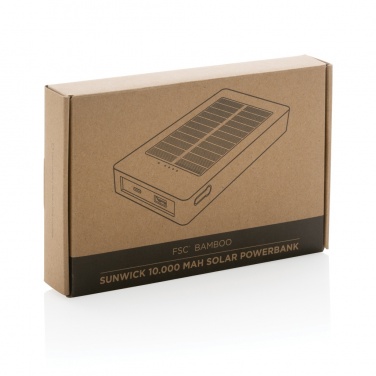 Logo trade promotional giveaways picture of: Sunwick 10.000 mAh Bamboo solar powerbank