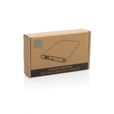 Logo trade advertising product photo of: RCS recycled plastic/aluminum 4000 mah powerbank with type C