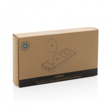 Logo trade advertising product photo of: Fenwick RCS recycled plastic 10000mah  3 in 1 fast powerbank