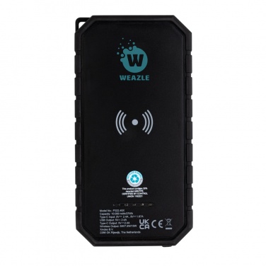 Logotrade promotional gift image of: RCS recycled plastic Solar powerbank with 10W Wireless