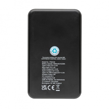 Logotrade promotional item image of: RCS recycled plastic 5.000 mAh 5W wireless powerbank