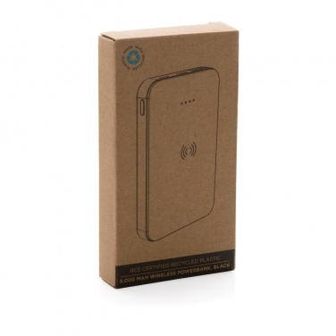 Logo trade promotional gift photo of: RCS recycled plastic 5.000 mAh 5W wireless powerbank