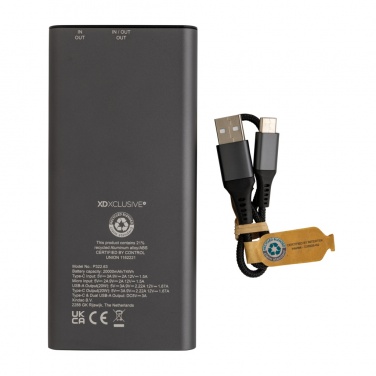 Logo trade corporate gifts picture of: Terra RCS recycled 20W aluminium powerbank 20.000 mAh
