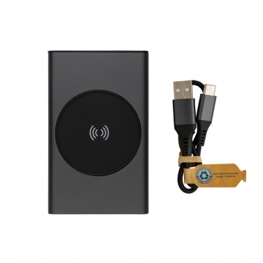 Logo trade promotional giveaway photo of: Terra RCS recycled aluminium 5000 mAh powerbank 5W wireless