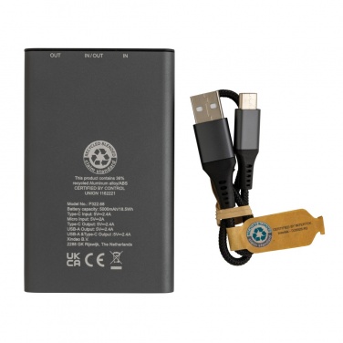 Logotrade promotional gifts photo of: Terra RCS recycled aluminium powerbank 5.000 mAh