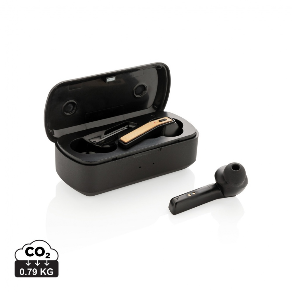 Logo trade corporate gifts image of: Bamboo Free Flow TWS earbuds in case