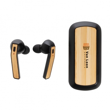Logotrade promotional product image of: Bamboo Free Flow TWS earbuds in case