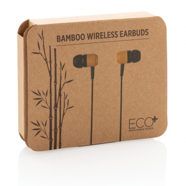 Logo trade promotional product photo of: Bamboo wireless earbuds