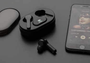 Logo trade business gifts image of: Light up logo TWS earbuds in charging case