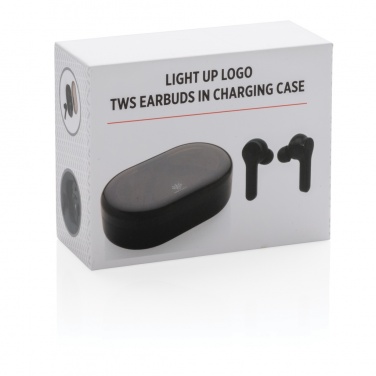 Logo trade promotional gifts image of: Light up logo TWS earbuds in charging case