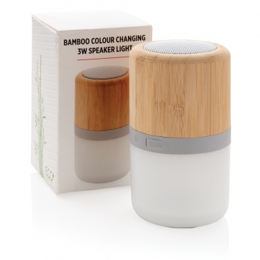 Logo trade business gift photo of: Bamboo colour changing 3W speaker light