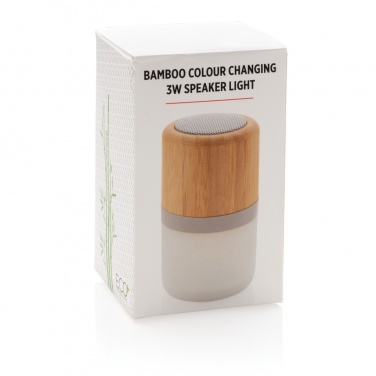 Logo trade business gifts image of: Bamboo colour changing 3W speaker light