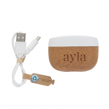 Logo trade promotional giveaways image of: Oregon RCS recycled plastic and cork TWS earbuds