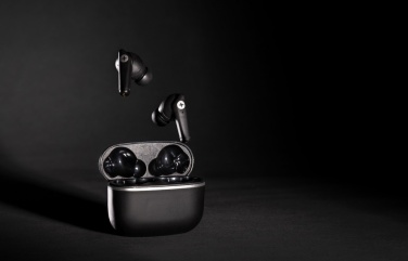 Logo trade business gifts image of: RCS recycled plastic Swiss Peak TWS earbuds 2.0