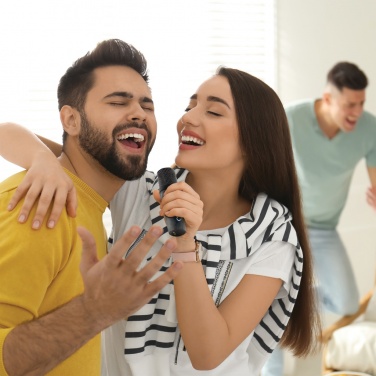 Logotrade promotional gift image of: Singvibe RCS recycled plastic karaoke set with double mic