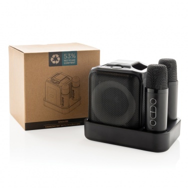 Logo trade business gifts image of: Singvibe RCS recycled plastic karaoke set with double mic
