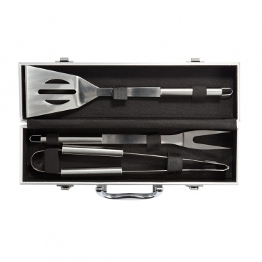 Logo trade promotional gifts picture of: 3 pcs barbecue set in aluminium box