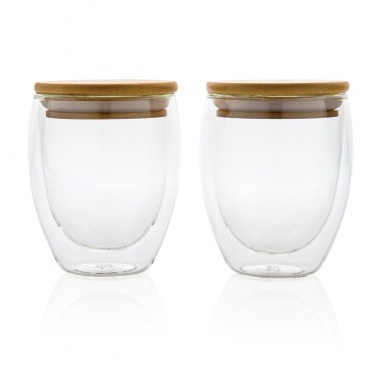 Logotrade promotional gifts photo of: Double wall borosilicate glass with bamboo lid 250ml 2pc set