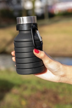 Logo trade promotional gifts image of: Leakproof collapsible silicone bottle with lid