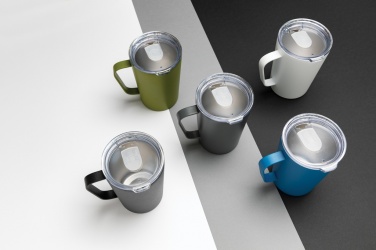 Logotrade advertising product picture of: RCS Recycled stainless steel modern vacuum mug with lid