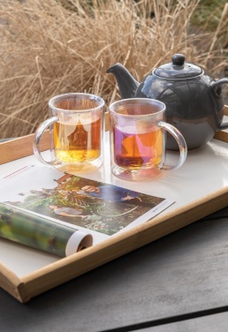 Logotrade promotional item image of: Deluxe double wall electroplated glass mug