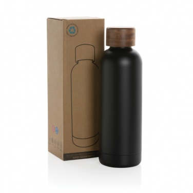 Logotrade promotional product picture of: Wood RCS certified recycled stainless steel vacuum bottle