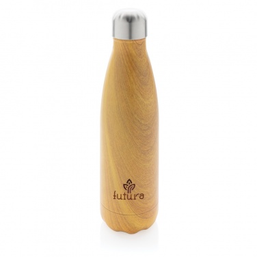 Logo trade business gifts image of: Vacuum insulated stainless steel bottle with wood print