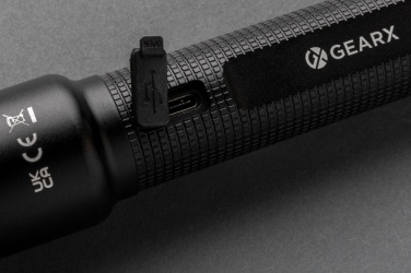 Logo trade promotional gifts image of: Gear X RCS recycled aluminum USB-rechargeable torch large