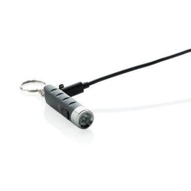 Logotrade promotional product image of: Globix RCS recycled plastic USB re-chargeable keychain torch