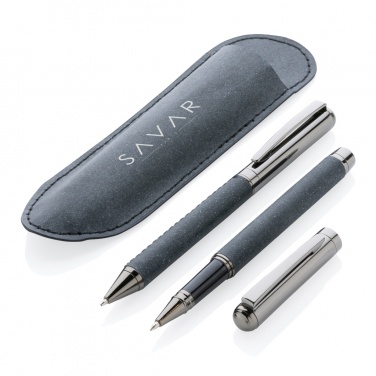 Logo trade promotional merchandise image of: Recycled leather pen set
