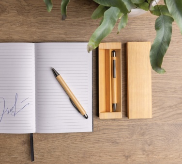 Logotrade advertising product image of: Bamboo modern pen set in box