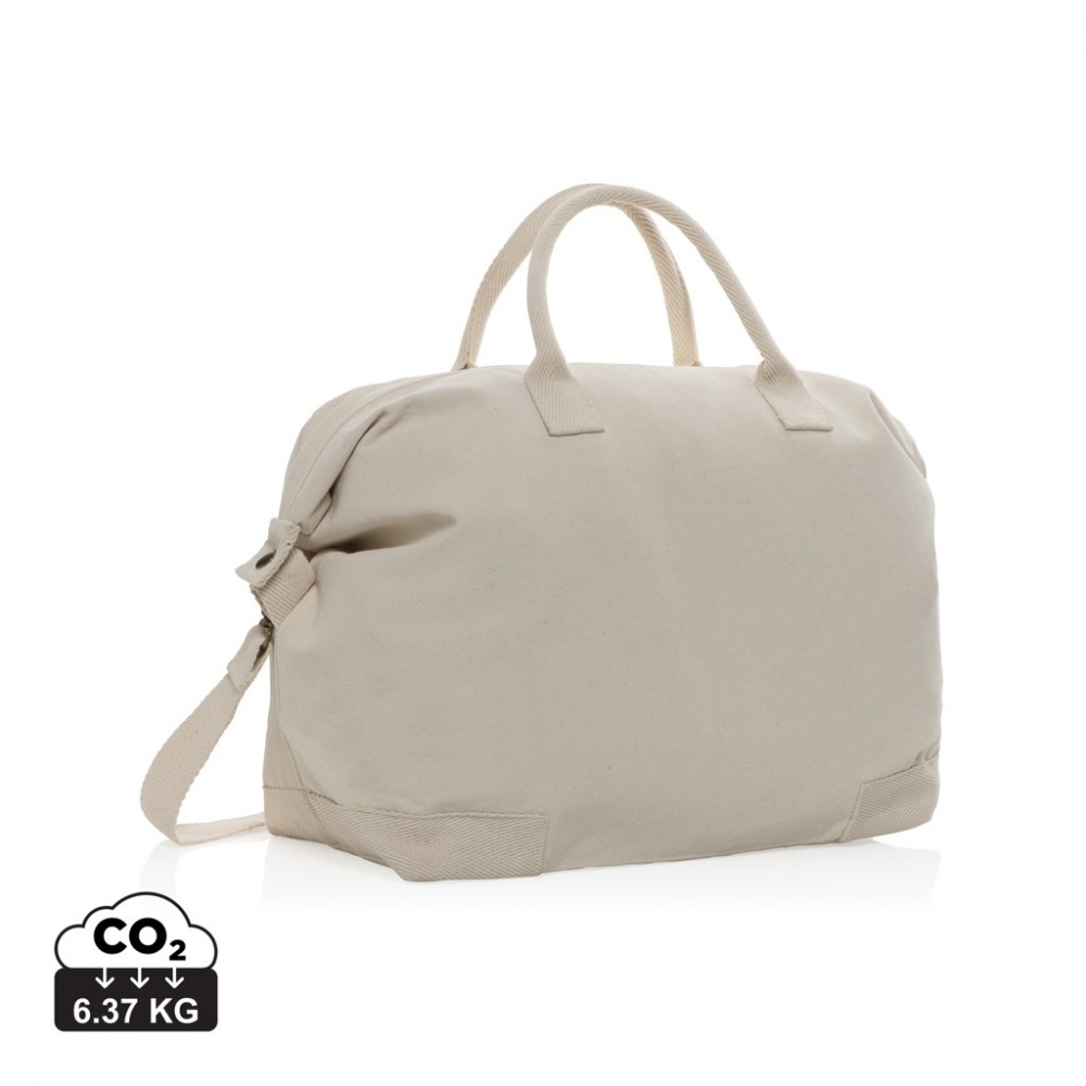 Logotrade promotional product image of: Kezar AWARE™ 500 gsm recycled canvas deluxe weekend bag