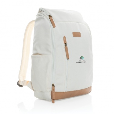 Logo trade promotional merchandise picture of: Impact AWARE™ 16 oz. recycled canvas 15" laptop backpack