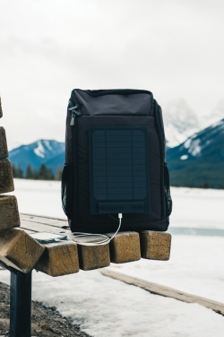 Logo trade promotional item photo of: Pedro AWARE™ RPET deluxe backpack with 5W solar panel