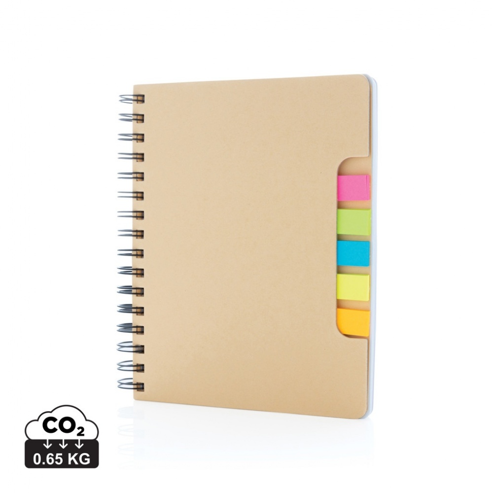 Logo trade promotional item photo of: A5 Kraft spiral notebook with sticky notes