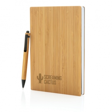 Logo trade advertising product photo of: A5 Bamboo notebook & pen set