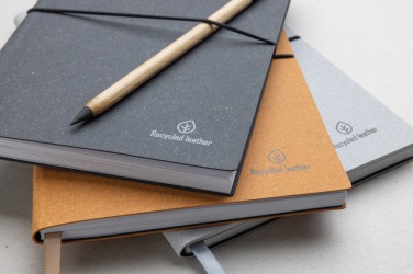 Logo trade corporate gifts image of: A5 recycled leather notebook