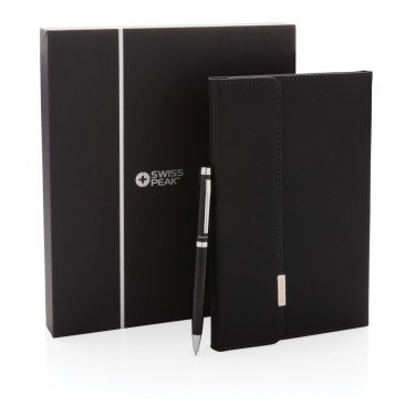 Logo trade corporate gifts image of: Swiss Peak deluxe A5 notebook and pen set