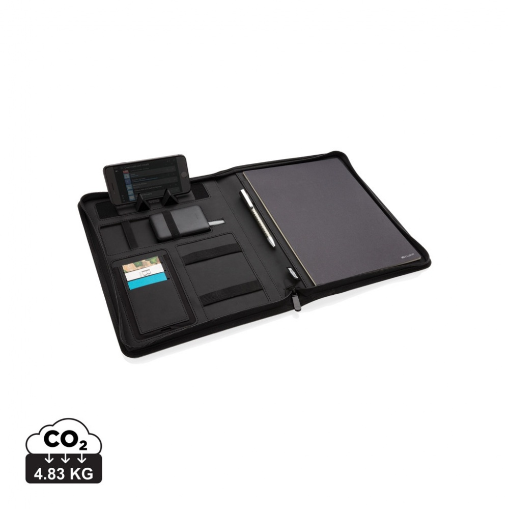 Logo trade promotional merchandise image of: Air 5W wireless charging portfolio A4 w/ 5000 mAh powerbank