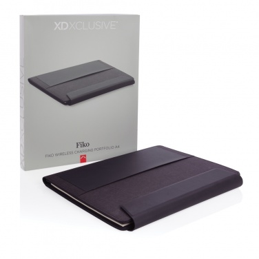 Logo trade corporate gifts image of: Fiko 5W wireless charging portfolio A4 with powerbank